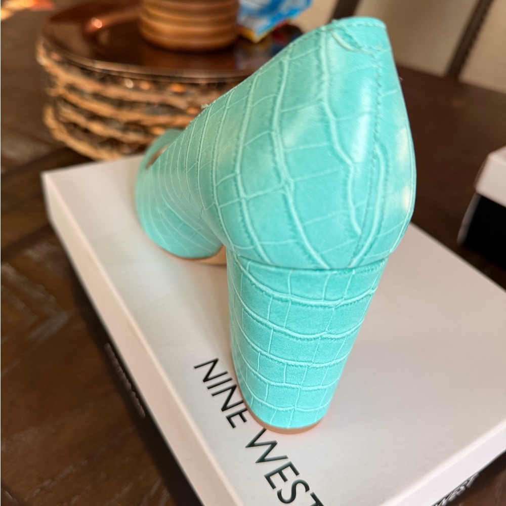 Nine West Aqua Croc-Embossed Heels - Picture 3 of 6